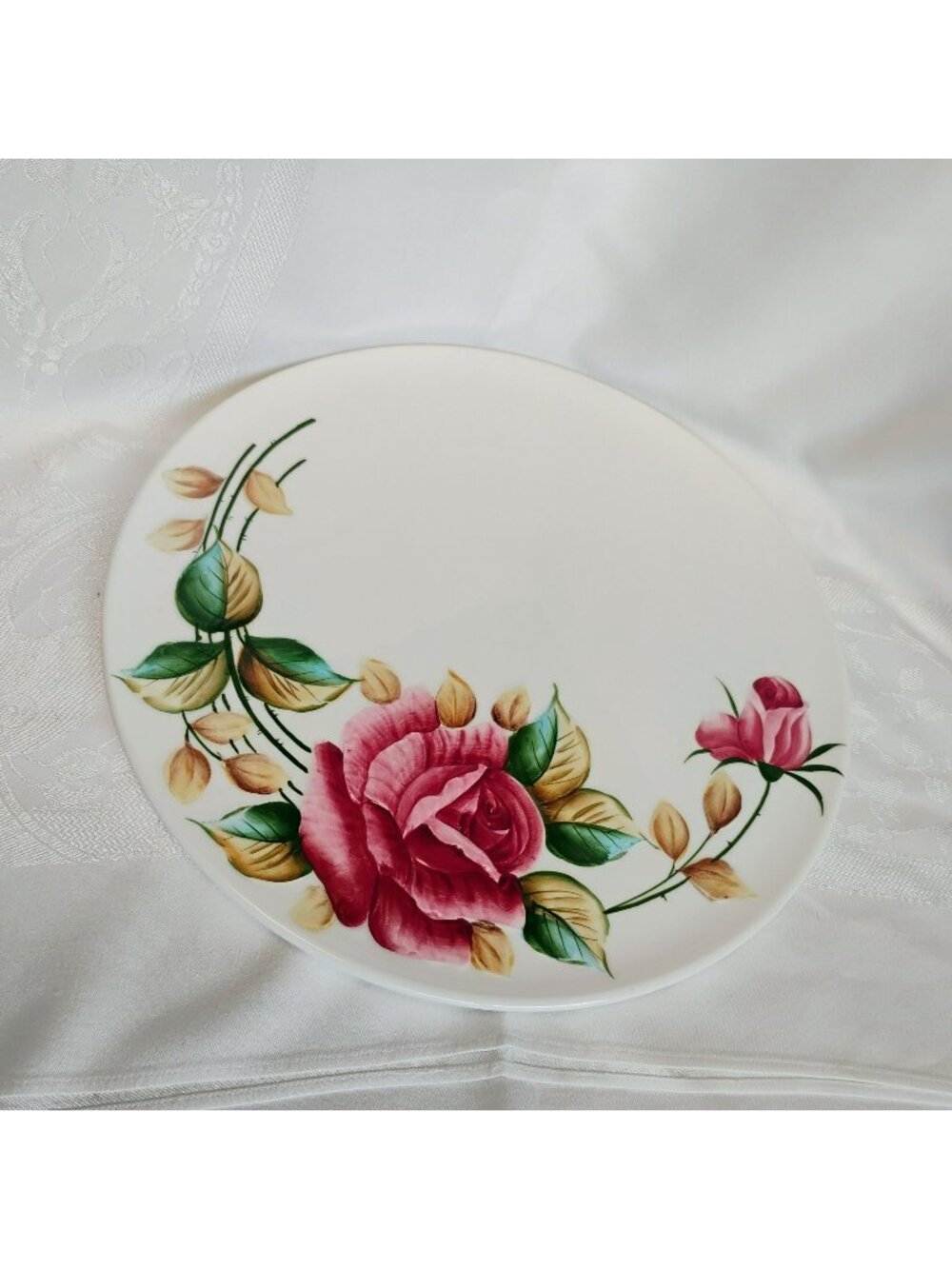 Vintage Lefton Americana Rose Cake Plate, Cottagecore Decor, 1950s Japan, MCM